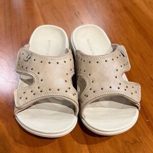 REVITALIGN Orthotic Adjustable Beige Studded Comfort Slide Sandals
